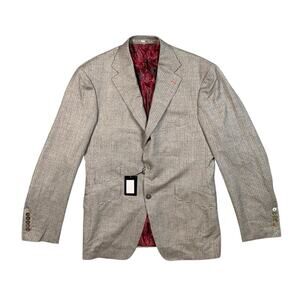 JH Clothiers Blazer Mens 42 Gray Wool Striped 3-Button Double Vented Loro Piana